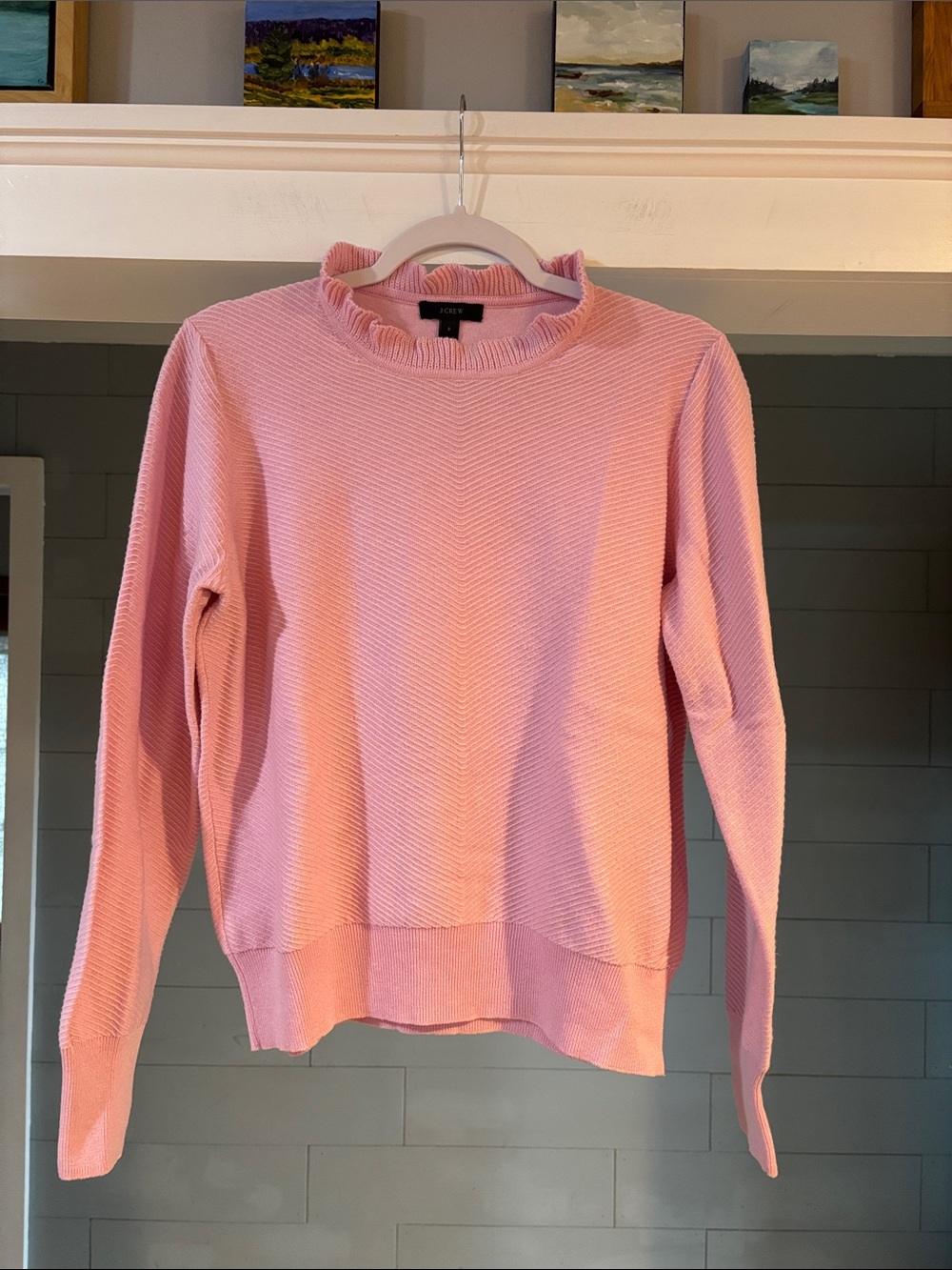 J. Crew Ruffle-neck pullover sweater